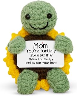 OASSIE Christmas Birthday Gifts for Mom from Daughter Son - Mini Handmade Positive Turtle Sunflower Crochet - Mothers Birthday Gifts for Mother in Law Mama Grandma, Emotional Support Crochet