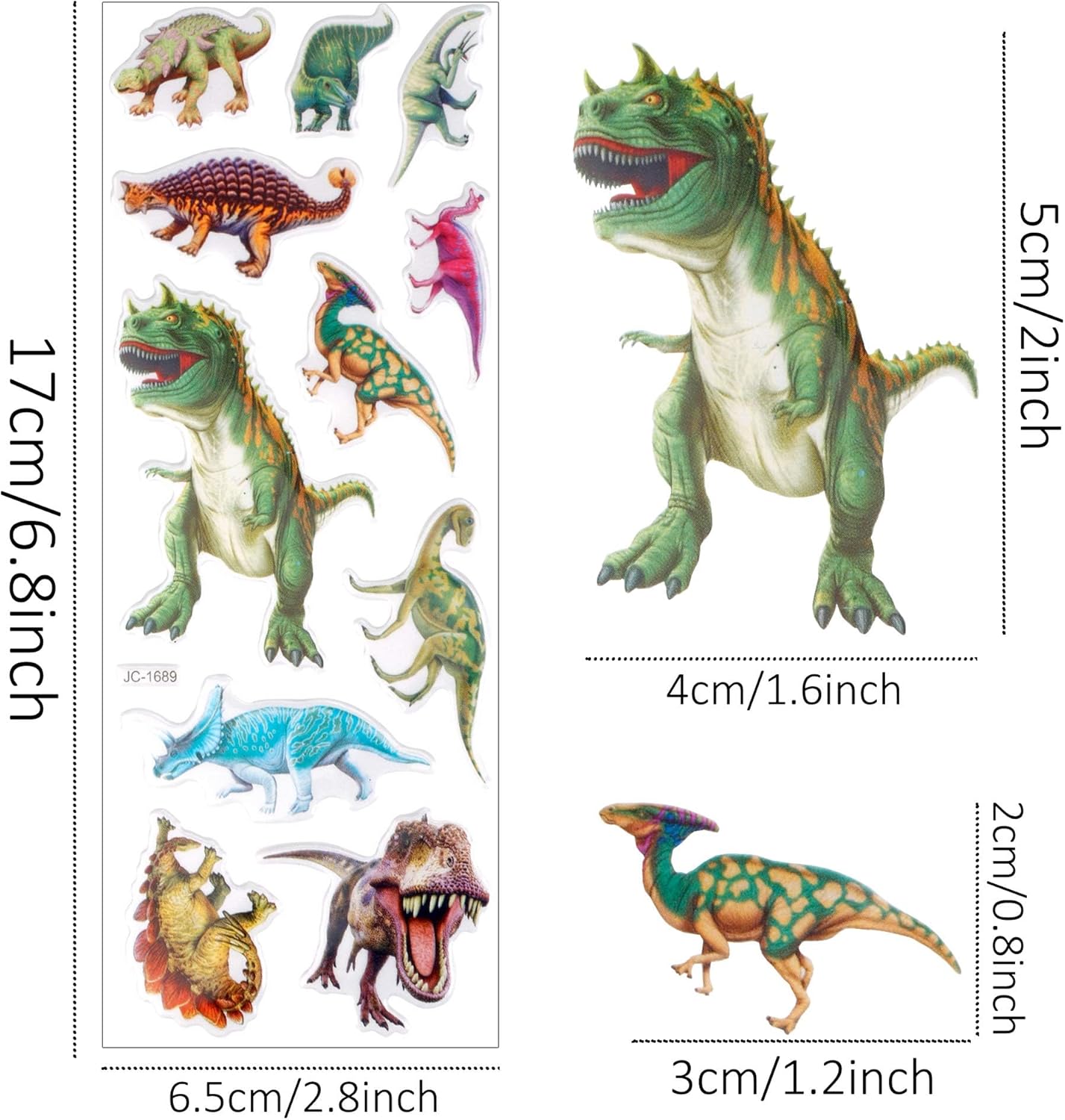 UPINS Dianosaur Stickers for Kids, 14 Different Sheets 200+ Counts 3D Puffy Stickers Craft Scrapbooking for Children Dinosaur Lovers