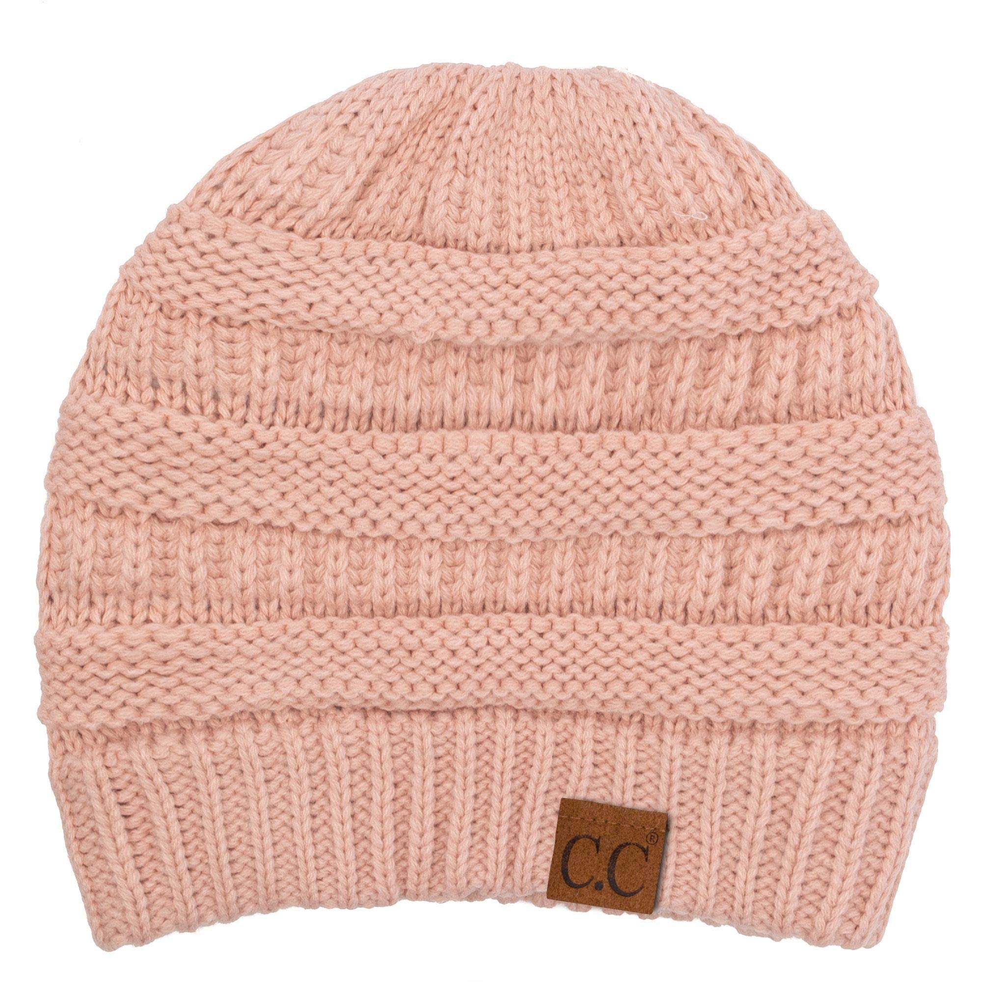 C.C Women's Thick Soft Knit Beanie Cap Hat, Indi Pink