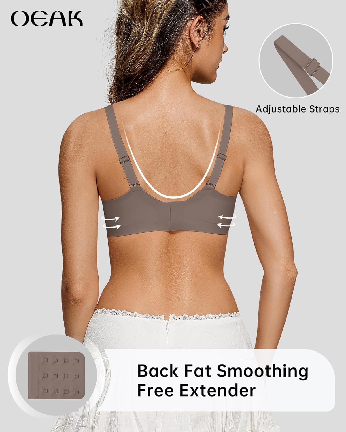 OEAK Womens Wireless Bras Scalloped Push Up Bralettes No Underwire Supportive Tshirt Bra Seamless Comfortable Everyday Bras - Image 3