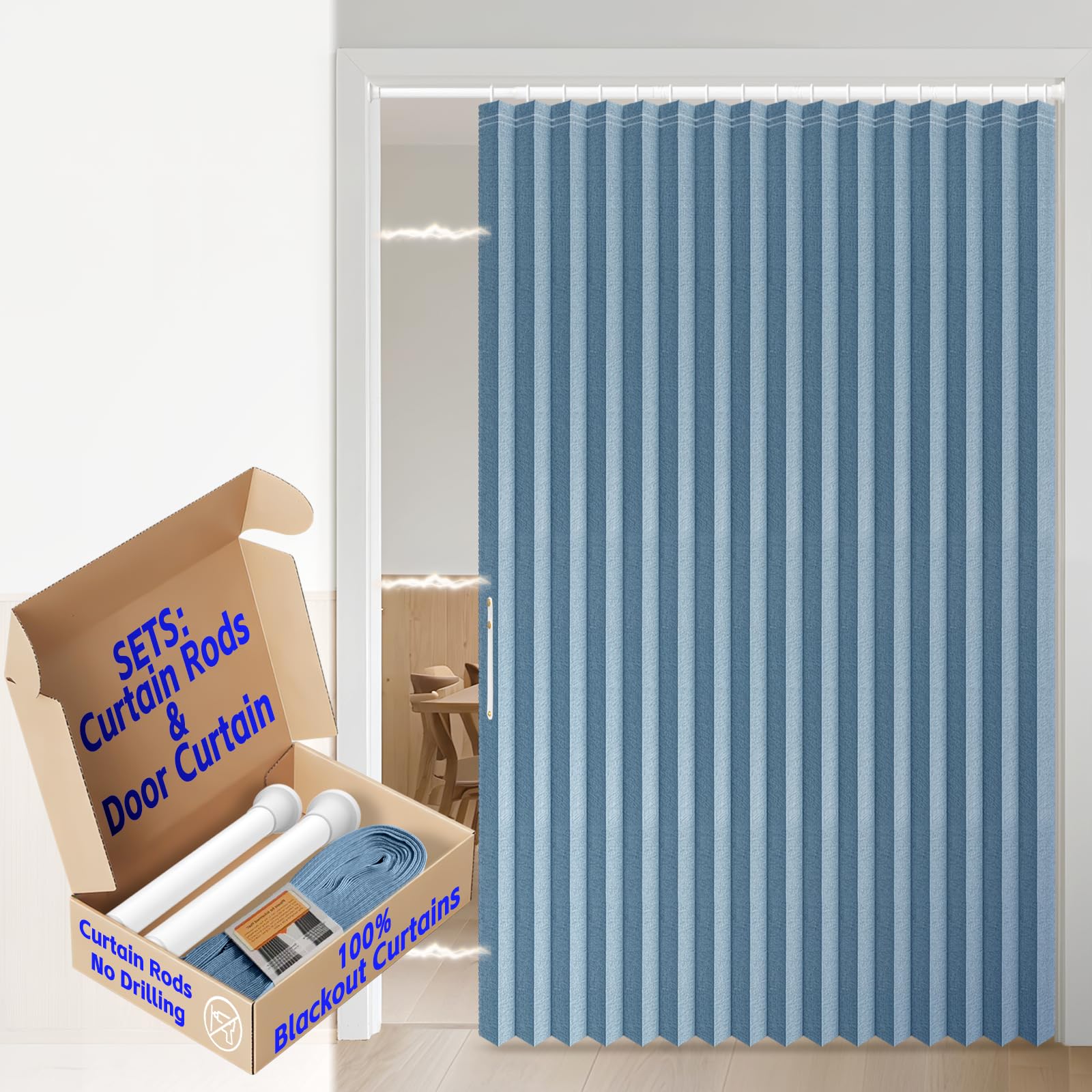 Amazon.com: AJAZZ Blackout Accordion Door with Curtain Rods