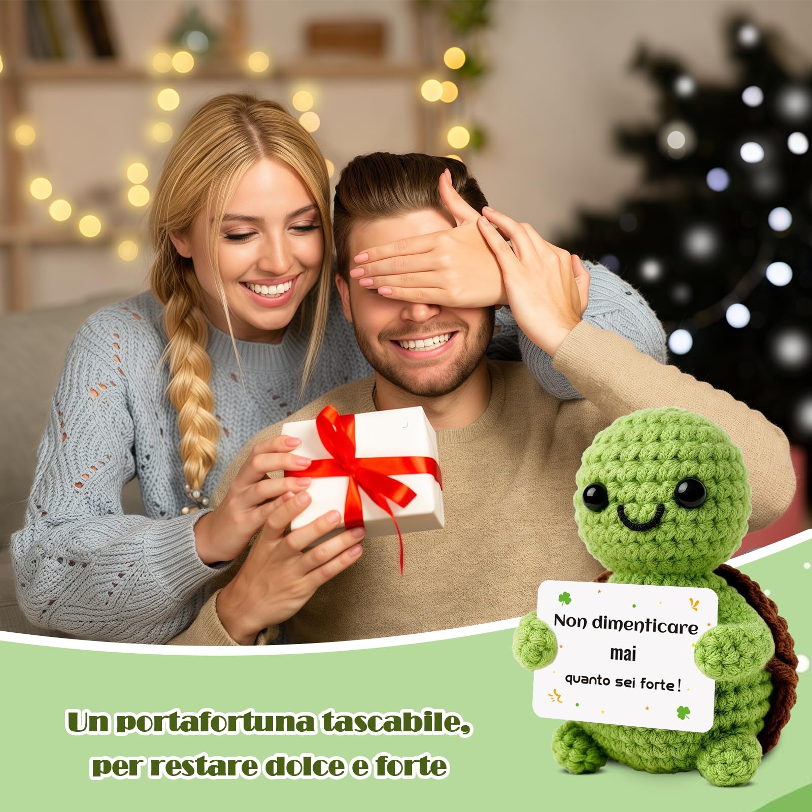 Tartaruga Portafortuna Fatta a Mano con Messaggi Ispiratori - Peluche Morbido con Frasi Motivazionali in Italiano, Regalo Originale per Amiche, Compleanni e Lauree (Tartatata)