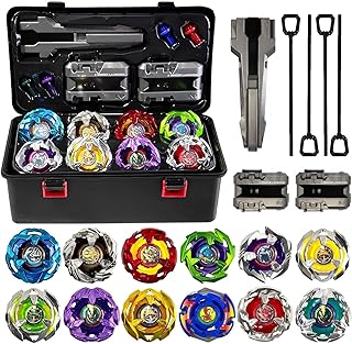 Battle Spinning Top Set with 12 Colorful Tops, Launchers and Accessories, Combat Game Collection