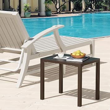 Stylish and Durable Aluminum Outdoor Coffee Table for Patio, Garden, and Poolside Use - Easy Assembly, Rust-Resistant, and All-Weather, 13.8 * 18.1 * 15.7 Inch