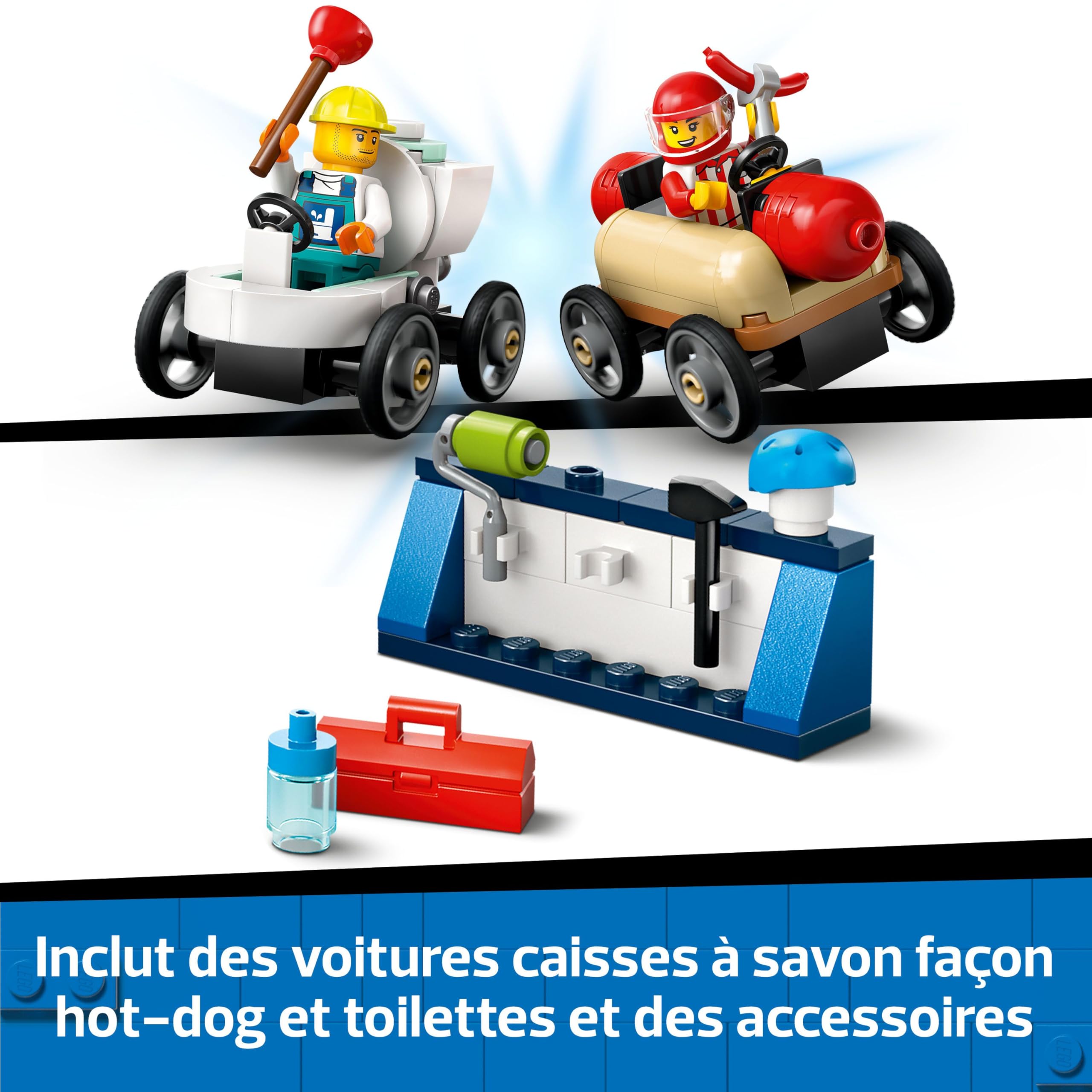 LEGO City Zéro Limite : Rampe pour bolides de Course - Jeu de Construction avec Voitures caisses à Savon pour garçons et Filles dès 6 Ans - 4 Personnages Dont Un Plombier - Idée Cadeau Amusante 60460