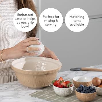 Mason Cash Cane Mixing Bowl Size 24 | Iconic 24cm Earthenware Bowl | 2 Litre Capacity | Dishwasher Safe | Classic British Design