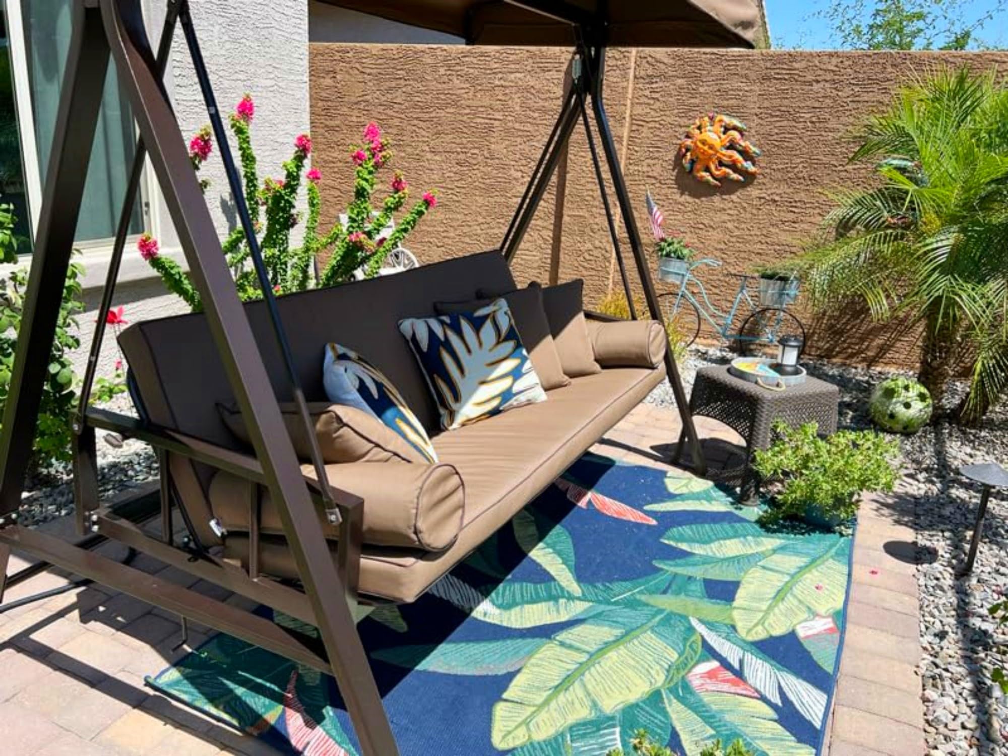 Purple Leaf Outdoor Patio Porch Swing Adjustable Backrest Seat