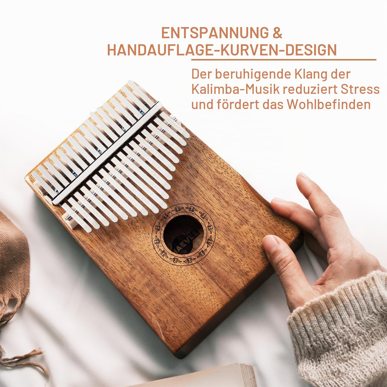 Kalimba Daumenklavier, 17 Tasten Musikinstrument Inkl. Fingerklavier Tragetasche Stimmhammer Songbook, Thumb Piano Instrument Geschenk für Kinder, Erwachsene, Anfänger