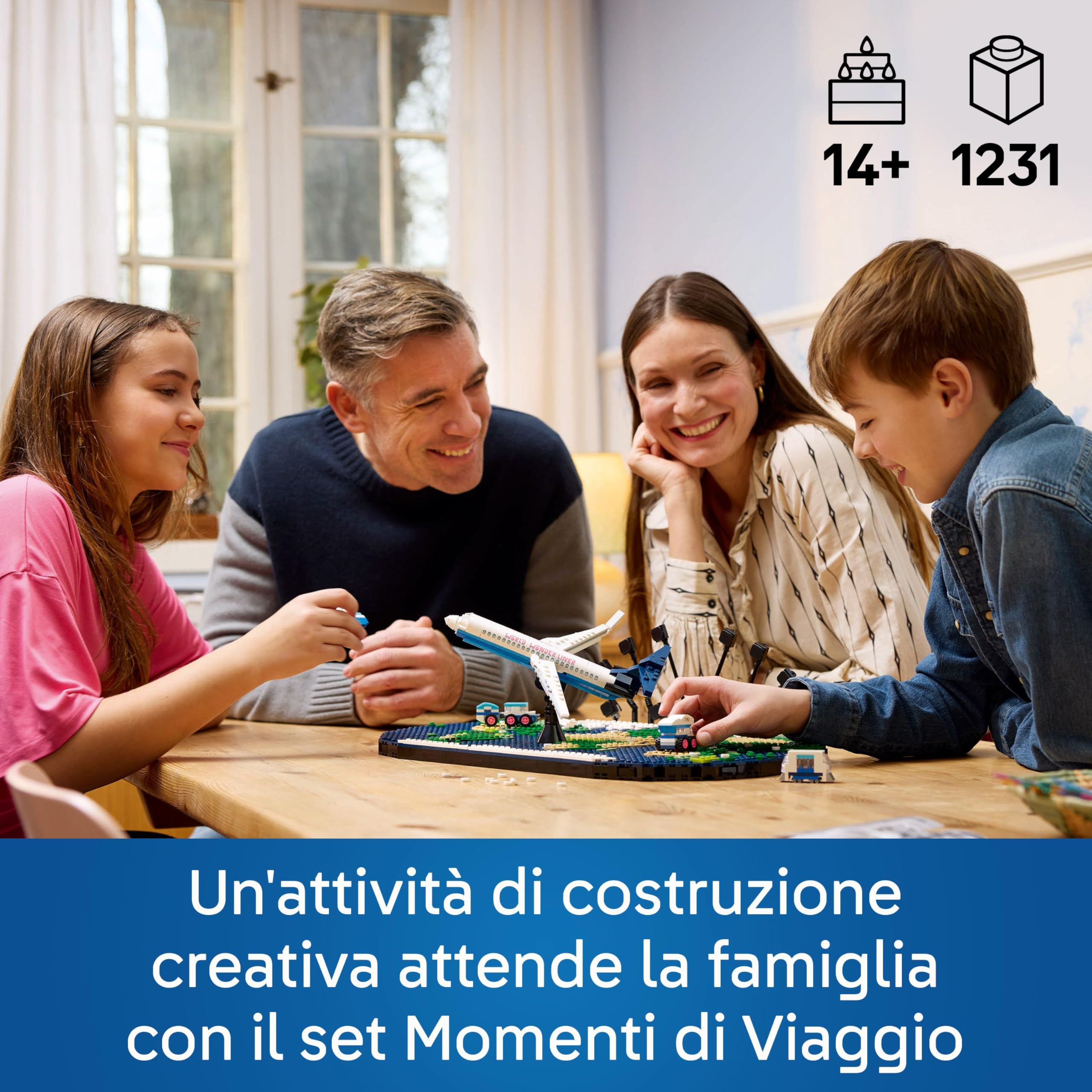 LEGO Family Momenti di Viaggio, Mappa del Mondo Giocattolo con Aereo da Costruire e Supporto Foto, Giochi per Bambini e Bambine, Gadged Idea Regalo per Ragazzi e Ragazze, Attività per Famiglia 41838