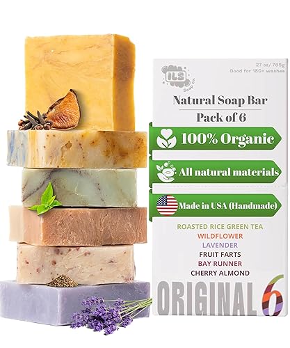 Iron Lion Soap CHERRY ALMOND - Jabón de barra orgánico vegano totalmente natural a base de plantas para cuerpo cara manos baño y cabello paquete de 3