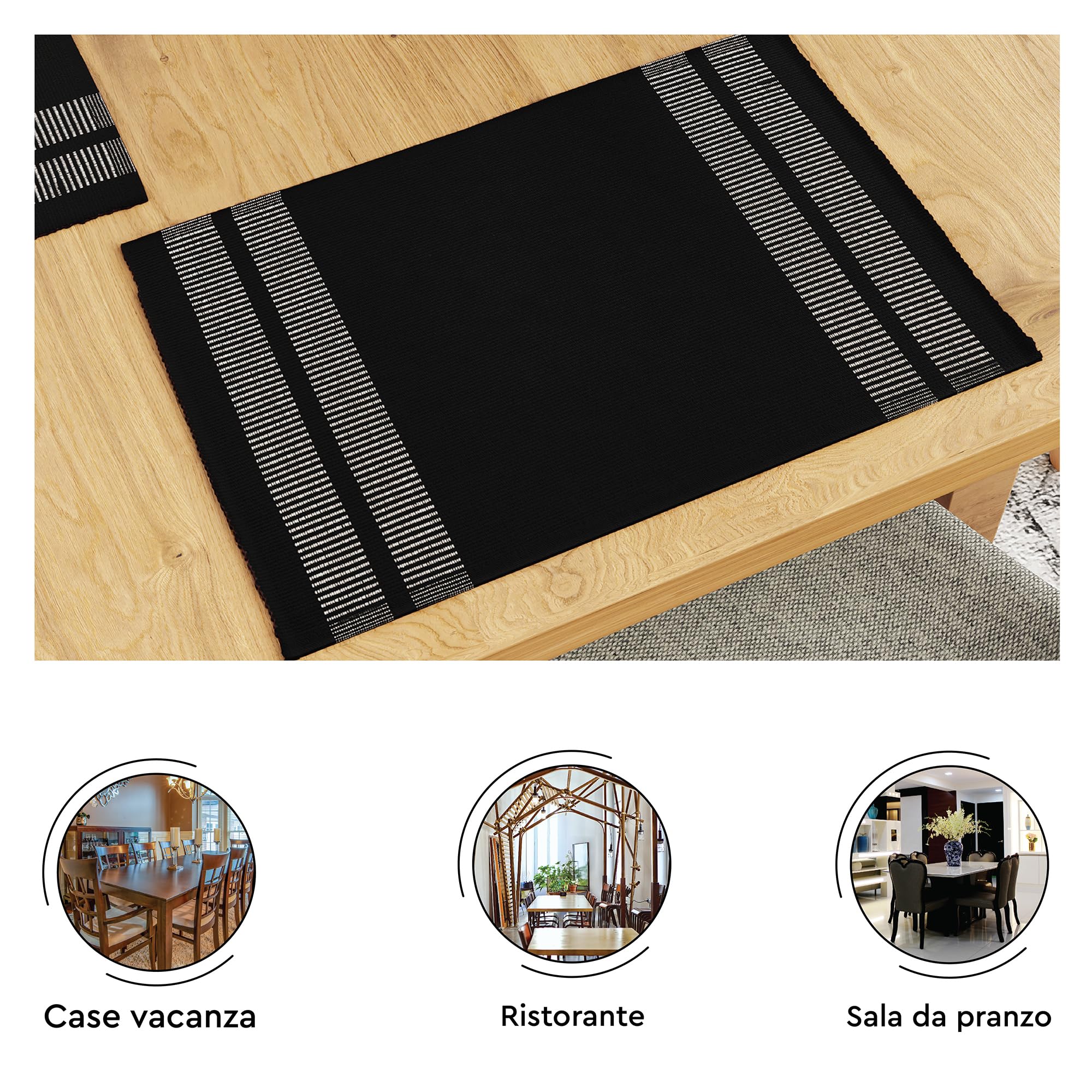 Encasa XO Runner Tavola e Tovagliette Americane 13"x72" Scala nera