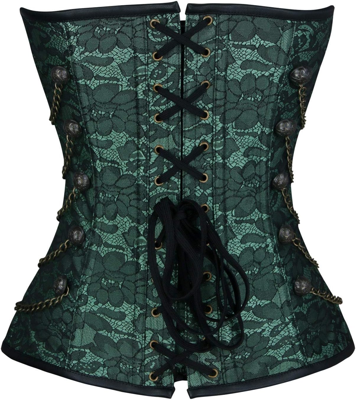 Charmian Women's Spiral Steel Boned Steampunk Gothic Bustier Corset with Chains - Image 3