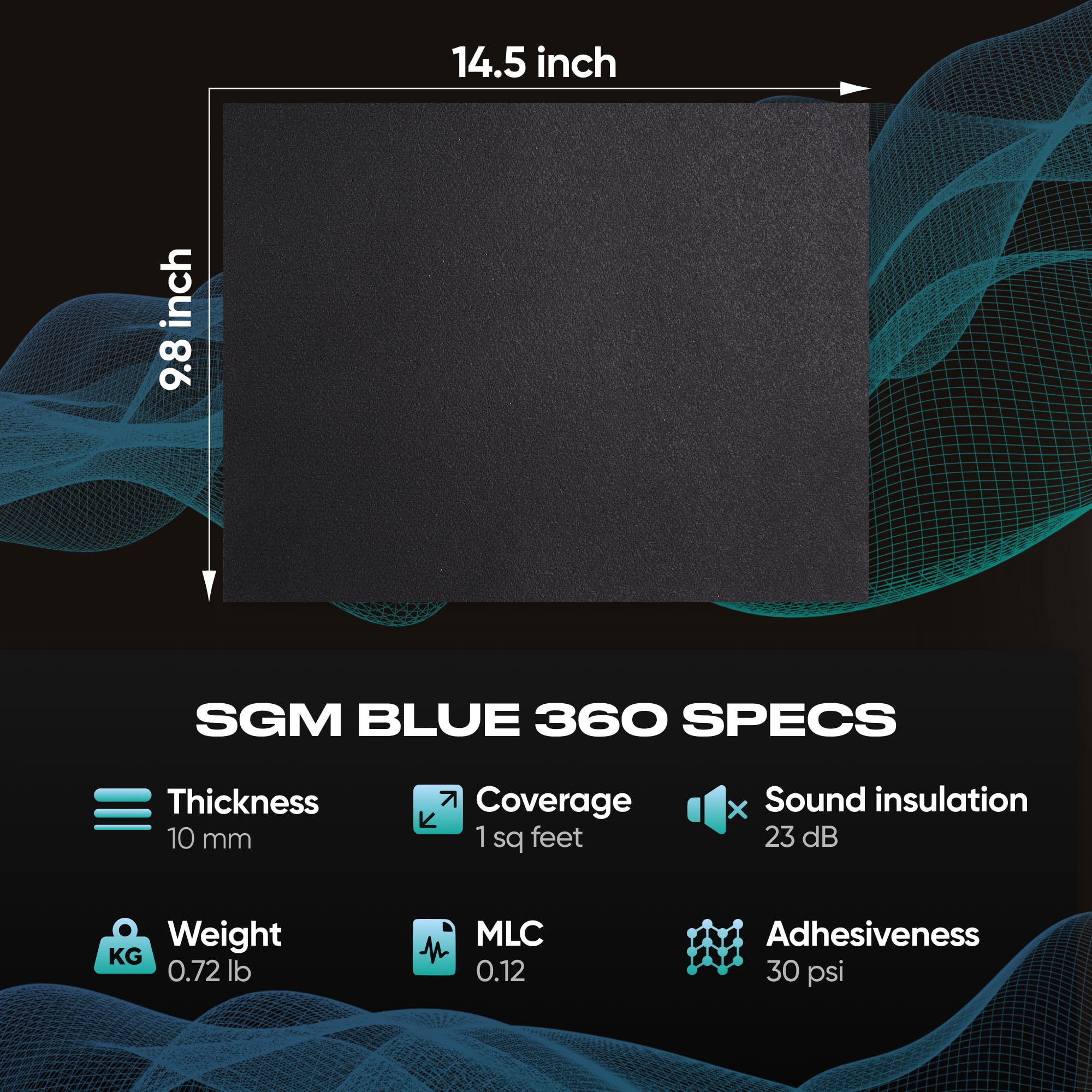 SGM Blue 360 mil (10 mm) 18 sqft (1.67 sqm) Autoschalldämmung – Wärme- und Kühlauskleidung – selbstklebendes geschlossenzelliges Schaumstoffmaterial – PE-Schaum-Schalldämpfer
