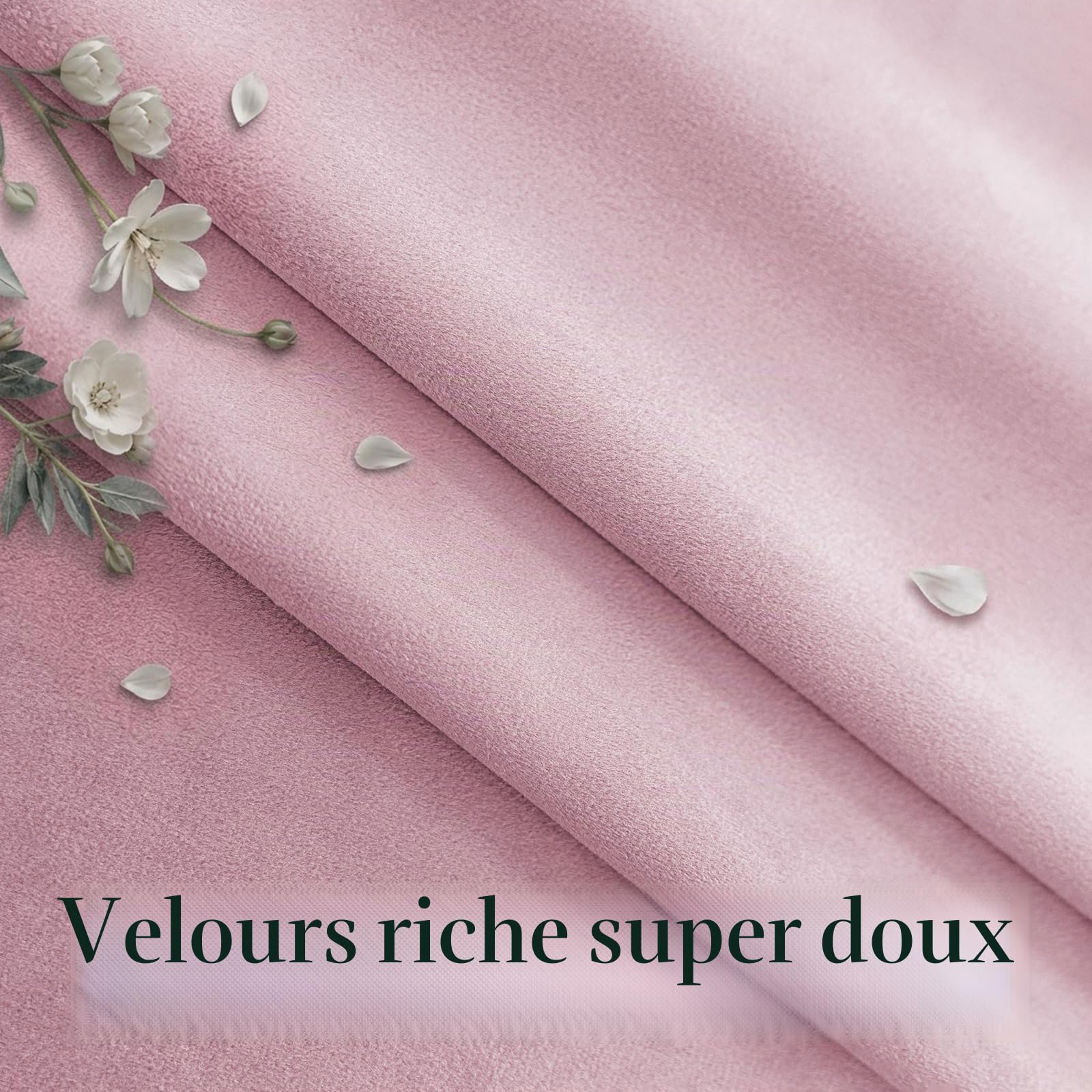 Ystyle Rideau Occultant Velours Lot De 2, 140x145cm, Rose | Rideaux Salon Rideau Thermique Isolant Anti Chaud Intérieurs, Rideau Phonique Anti Bruit, Moderne Chambre Maison Dressing