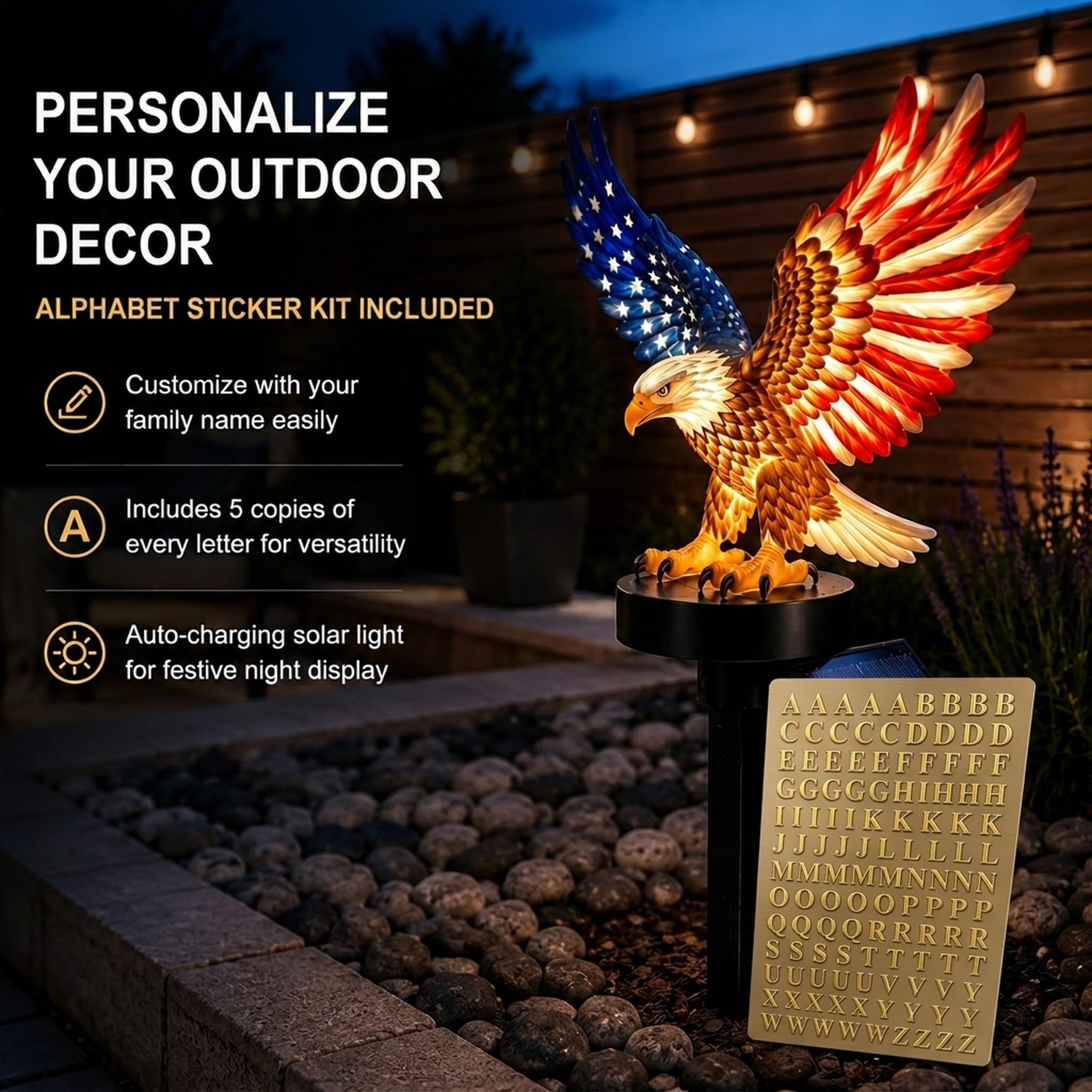 Amazon.com: Personalized Solar Eagle Garden Light, America 250th
