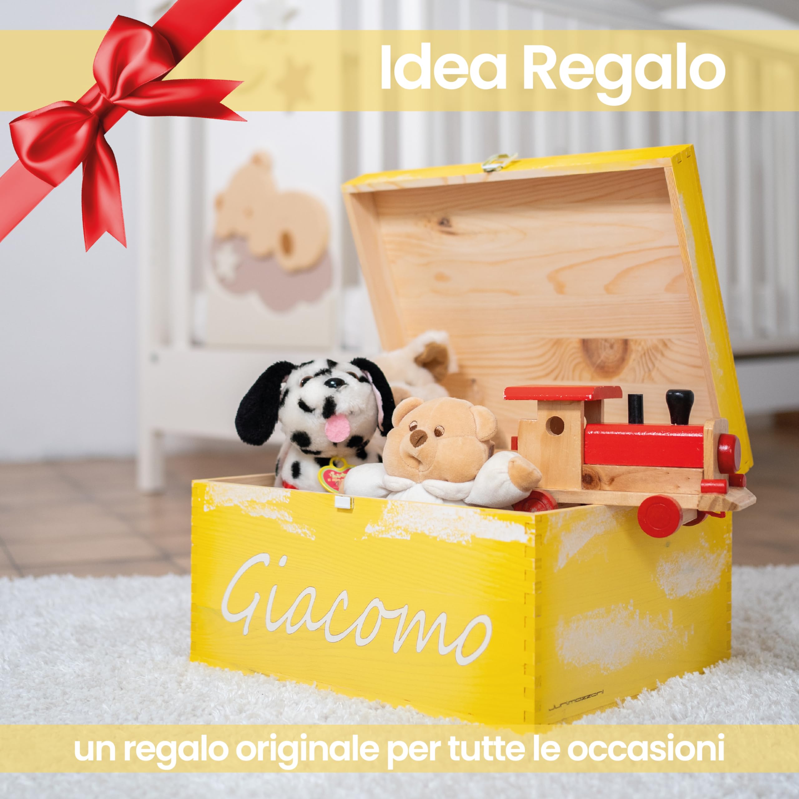 Scatola dei Ricordi Neonato - Baby Box Nascita con nome del bambino - Scatola in legno con Coperchio Personalizzabile