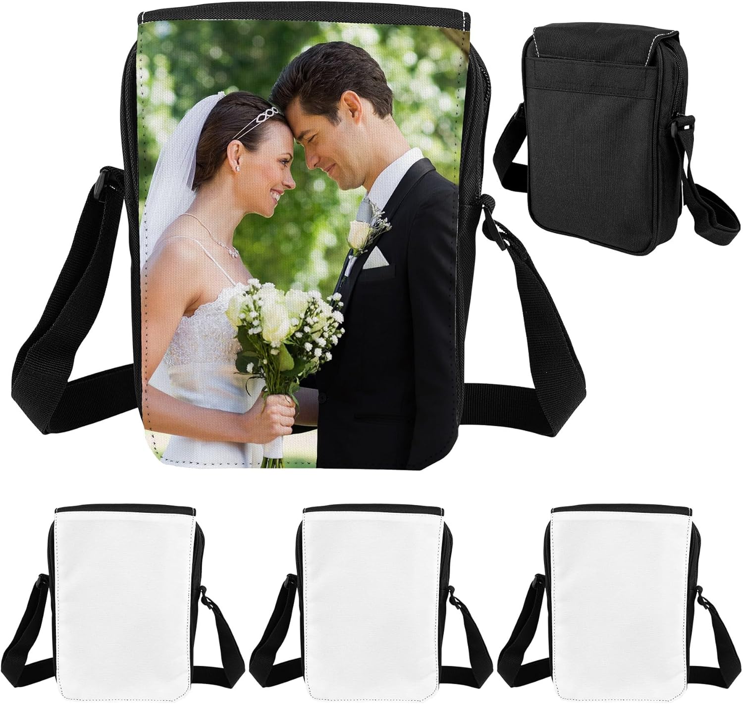 Framendino, 4 Pack Sublimation Bags Shoulder Bag Cross Body Blank DIY Sport for Birthday Gifts Travel Supplies