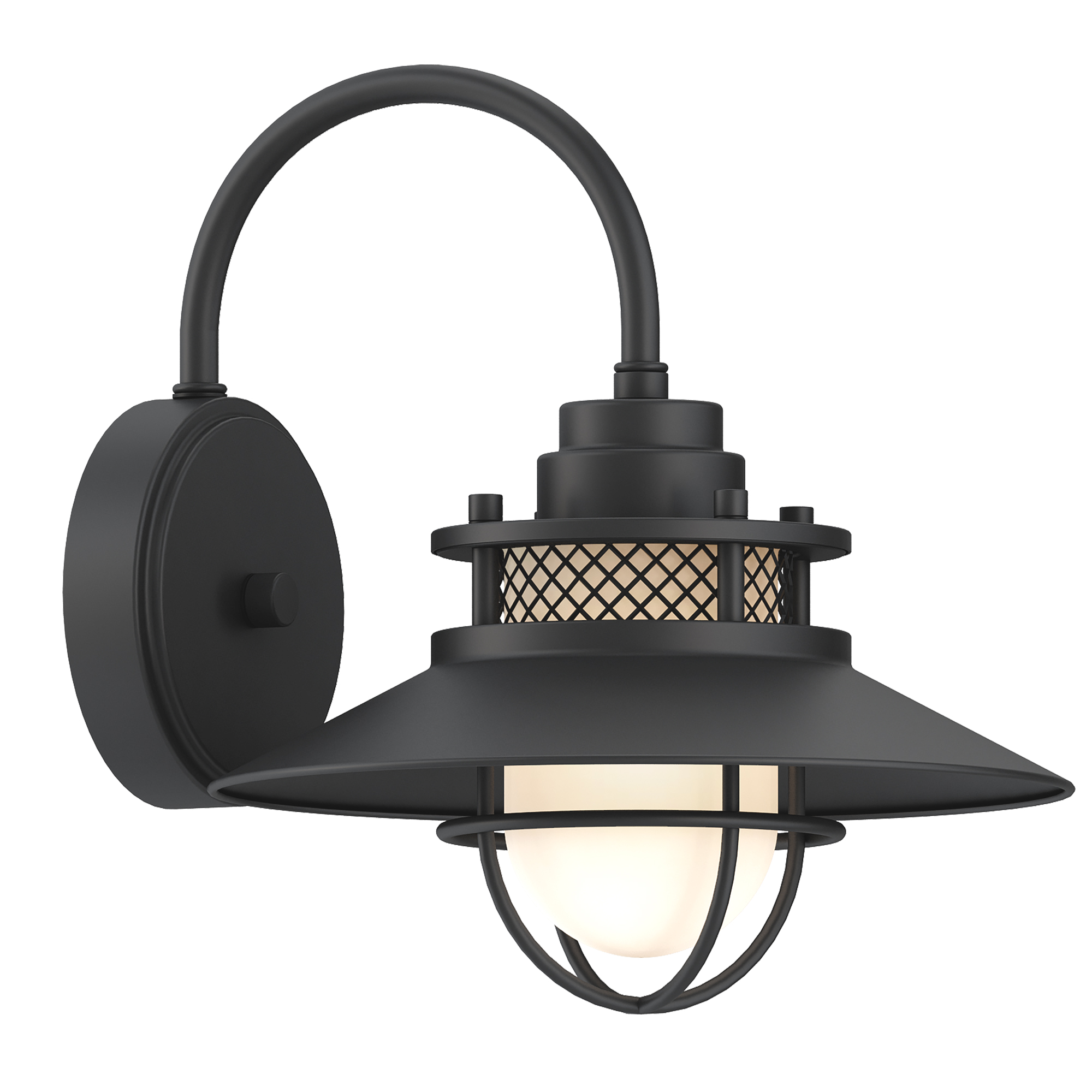 Image of Outdoor Gooseneck Barn Light Fixture with Cage - Exterior Wall Sconce Farmhouse Gooseneck Light Outdoor Porch Sconce for Garage Coastal Lantern for Outside