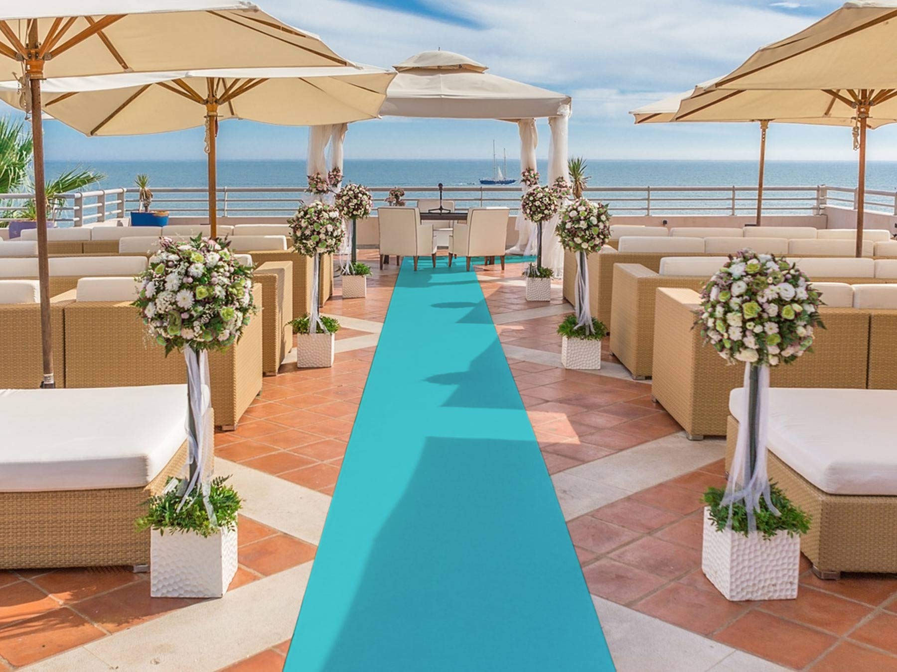 Primaflor Hochzeitsteppich Podium | 200x700 cm | Türkis | 2 mm hoch | Event- & Messeteppich B1 CFL-S1 | Nadelvlies Meterware | rutschsicherer Bodenbelag für Trauung, Messe & Ausstellung