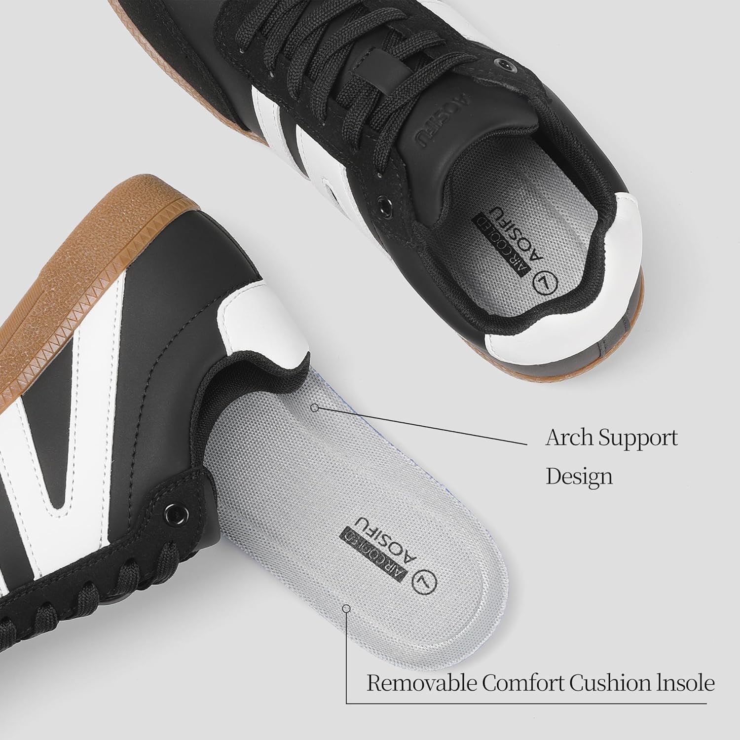 AoSiFu Women's Fashion Sneakers Classic Casual Women Walking Shoes Comfortable Lace-Up Tennis Footwear Anti Slip Skate Shoes - Image 4