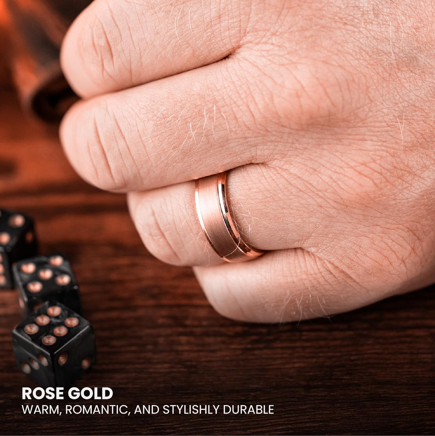 Manly Bands: Men's Rose Gold Wedding Bands and Rings - Made With 14K and 18K Rose Gold - Gift for Men - Free Silicone Ring Included