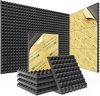 Sonicism 12-Pack Pyramid Acoustic Foam Panels 12x12x1" Self-Adhesive High-Density Soundproofing for Studios, Home & Gaming (Black)
