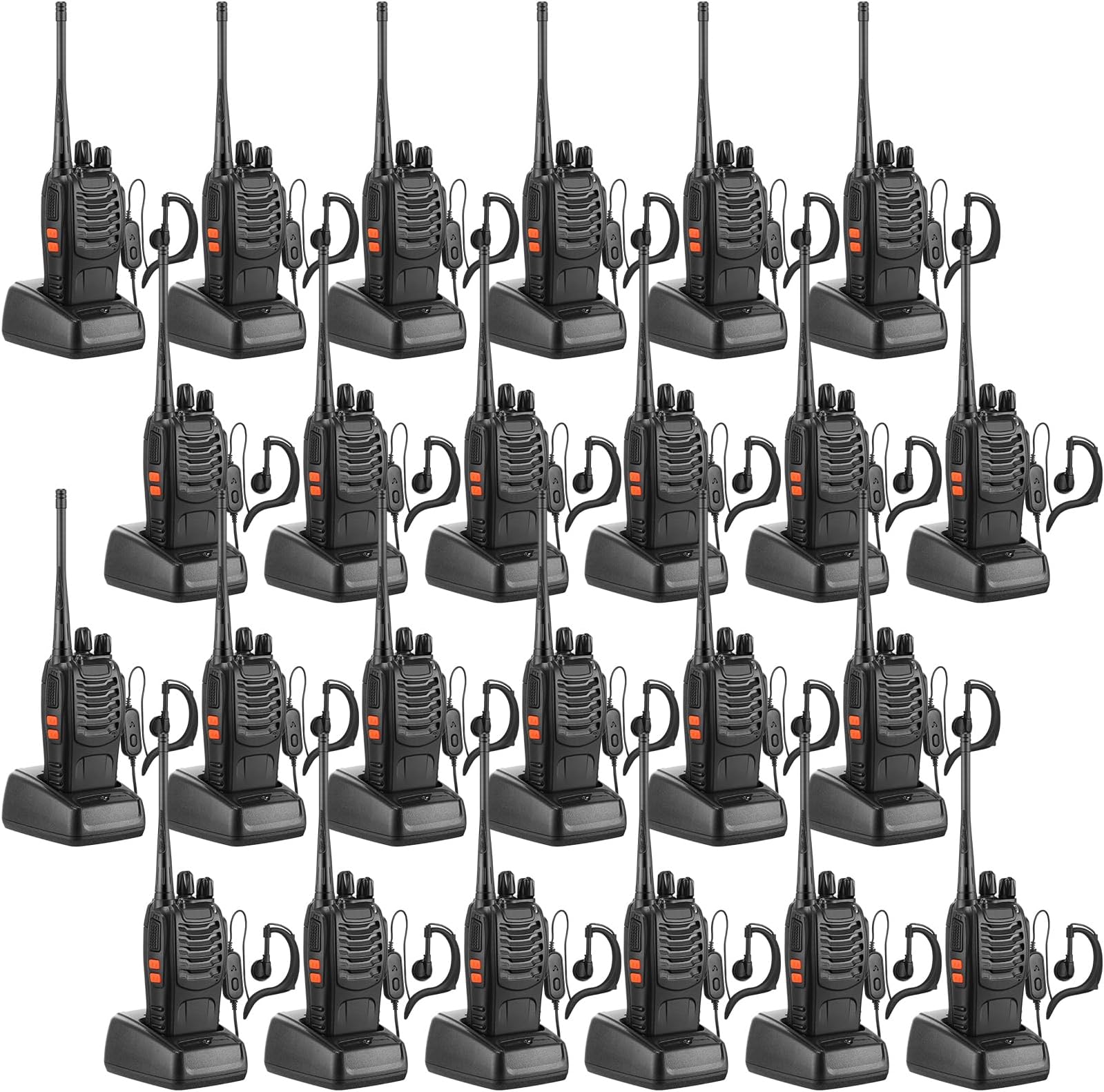 24 Pcs Walkie Talkies Bulks 2 Way Radio Set with Earpiece