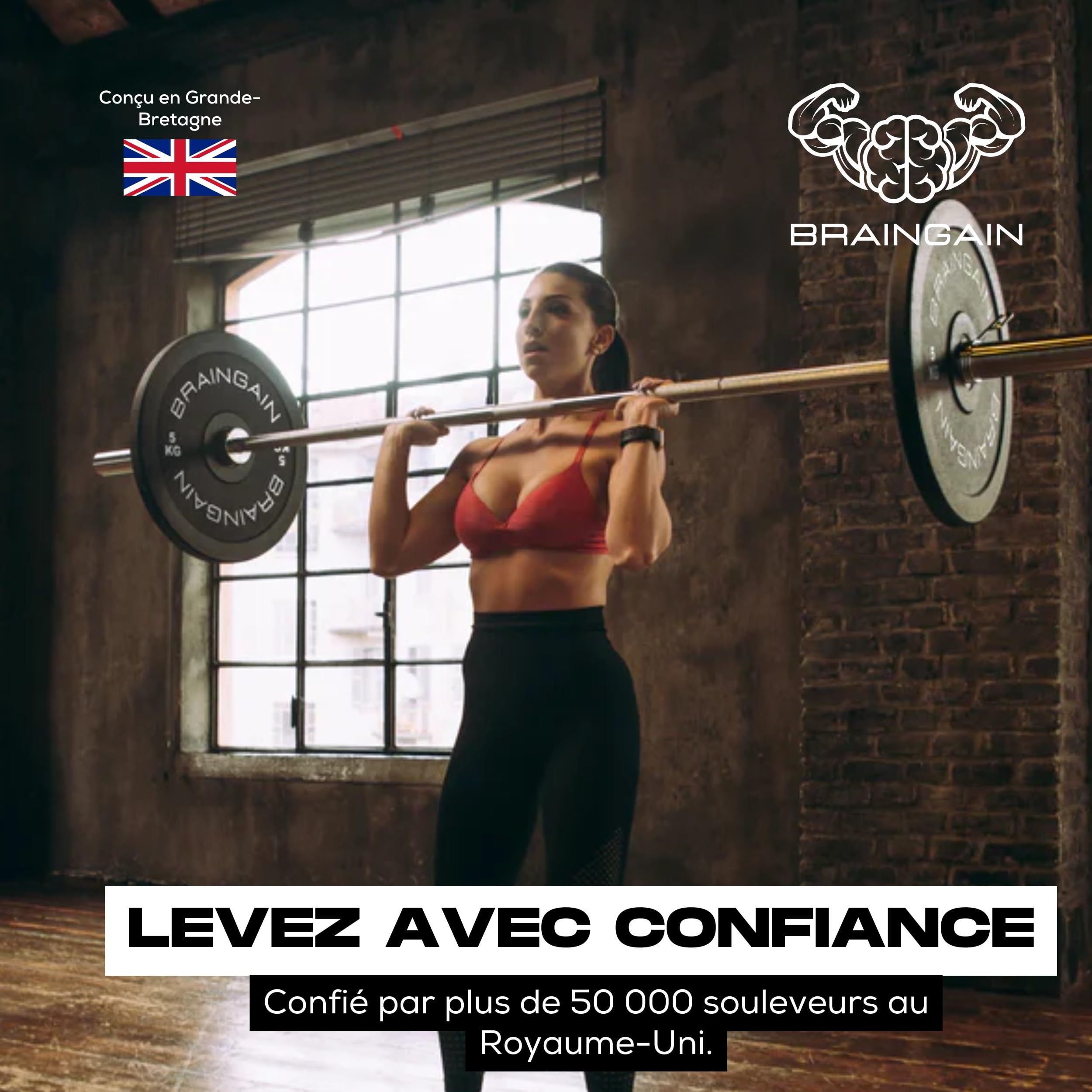 BRAINGAIN Disques Bumper Olympiques – Tailles Multiples – Disques de Poids 2" pour Entraînement de Force avec Barre -1,5kg 2,5kg 5kg 10kg 15kg 20kg 25kg 100kg 150kg (Paire/Set)