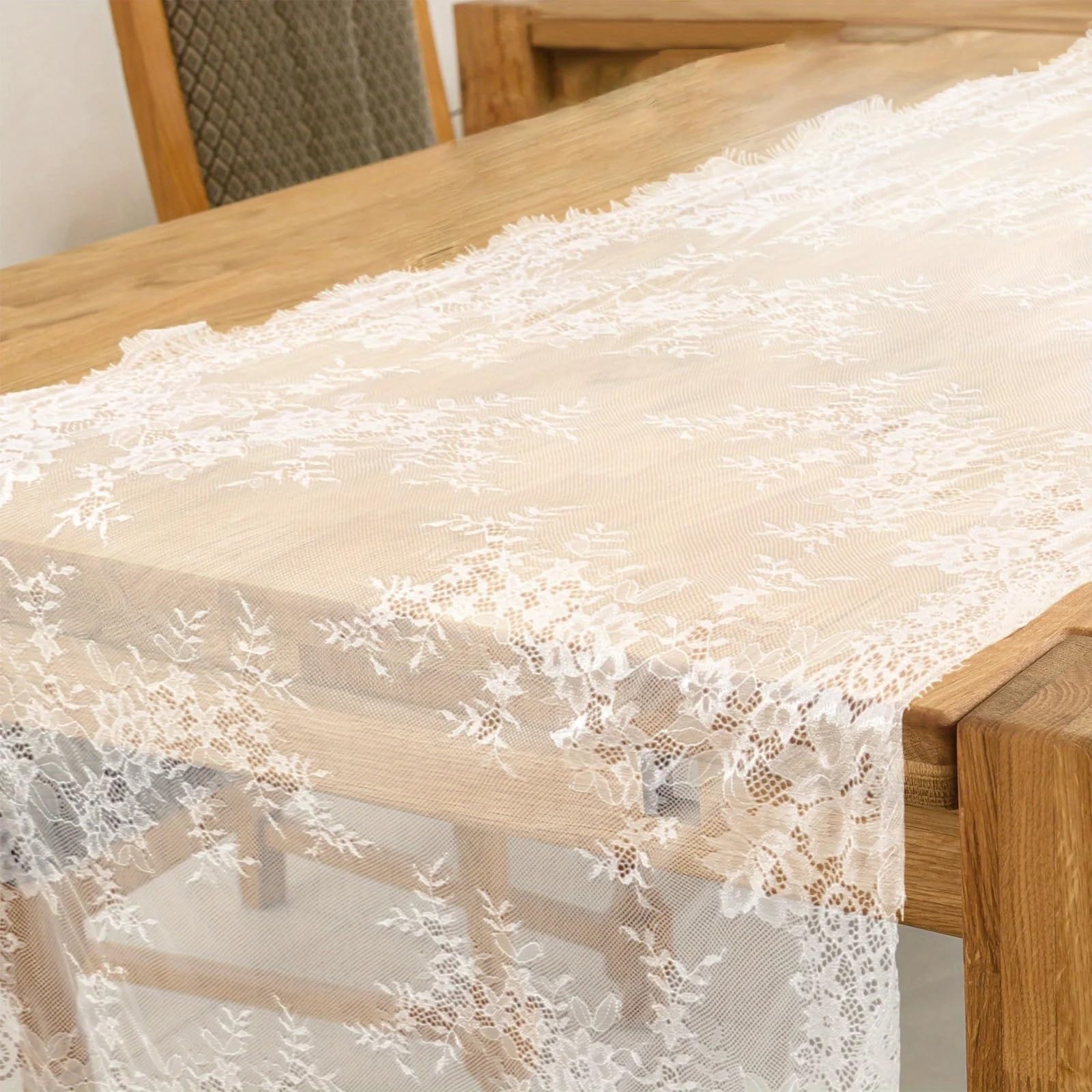 Chemin de table dentelle blanche vintage 75x300 cm décoration table mariage bohème chic