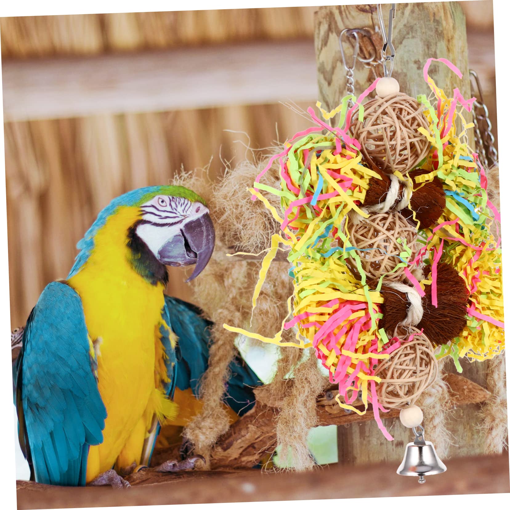 BESPORTBLE 9piezas Juguetes Colgantes para Aves Juguetes Masticables Coloridos para Periquitos y Loros Accesorios Interactivos para Jaulas De Aves