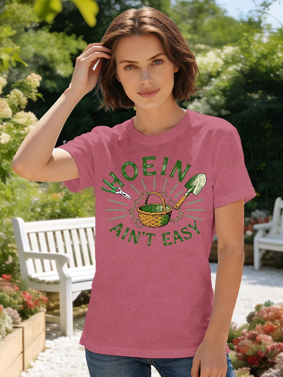 Gardening Shirts for Women Hoeing Aint Easy Tee Tops image 4