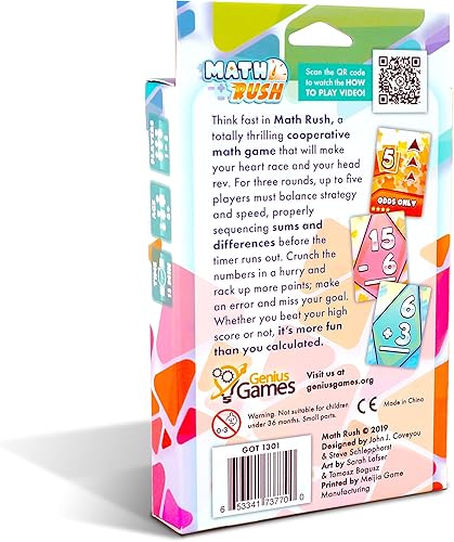 Miniatura 2 de Math Rush Sumación y resta (Volumen 1) - Un juego cooperativo de cartas flash de matemáticas basado en el tiempo para niños de 8 a 12 años, juegos