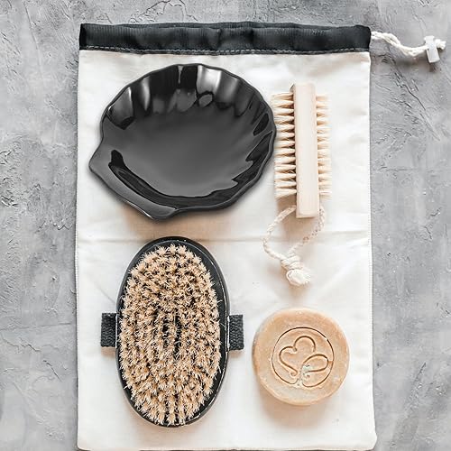 Miniatura 8 de SOLUSTRE Jabonera de plástico con conchas marinas para ducha, jabonera, bañera, jabonera, bandeja de joyería, adorno de escritorio para el hogar y