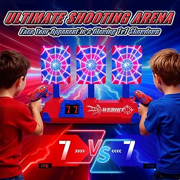 Shooting Toys for 3-12 Year Old Boys, Hero Styles with Glowing Web&Sounds,LCD Scoring and Auto Reset 3 Targets,Indoor Outdoor Kids Family Games Birthday Gifts for Boys Toys Age 3 4 5 6 7 8 9 10 11 12