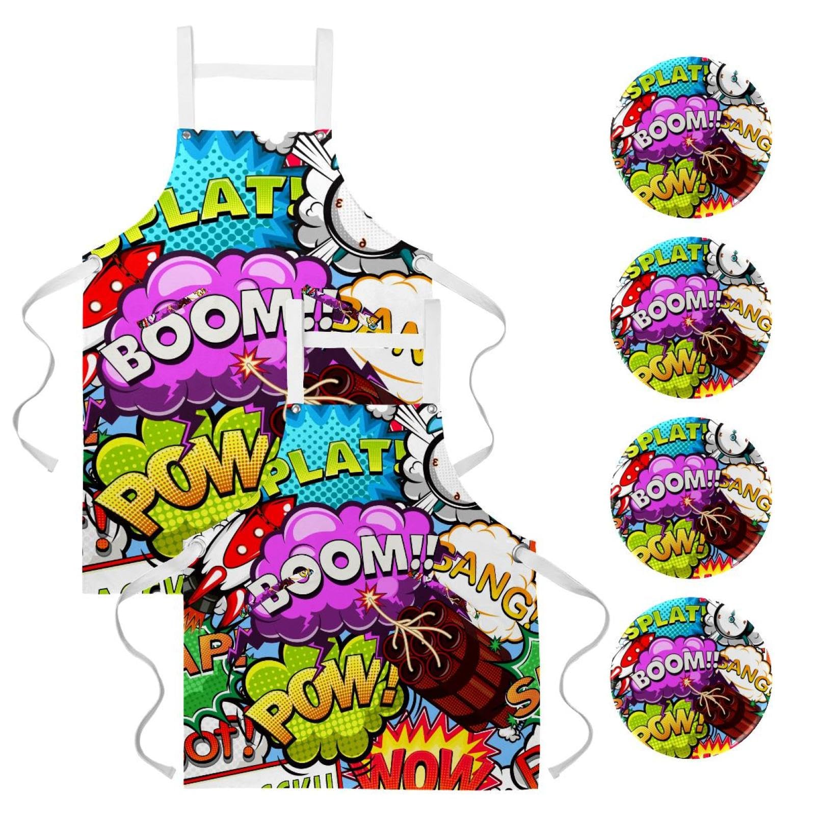 Tablier de cuisine Boom Bubble Rocket réglable avec grandes poches