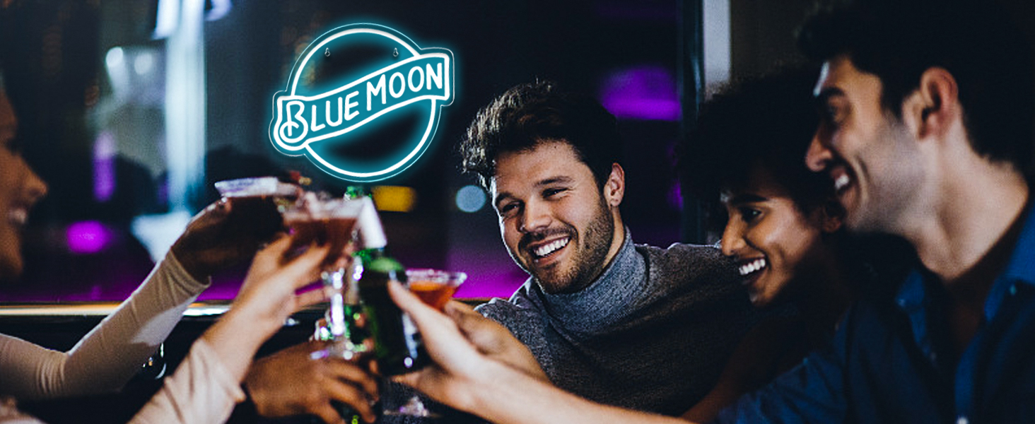 JFLLamp Blue Moon Neon Signs for Wall Decor Neon Lights for
