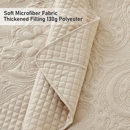 Miniatura 4 de Qucover Colcha tamaño California King, 3 piezas de microfibra suave de 118 x 106 pulgadas, colcha extra grande King con patrón de cachemira,