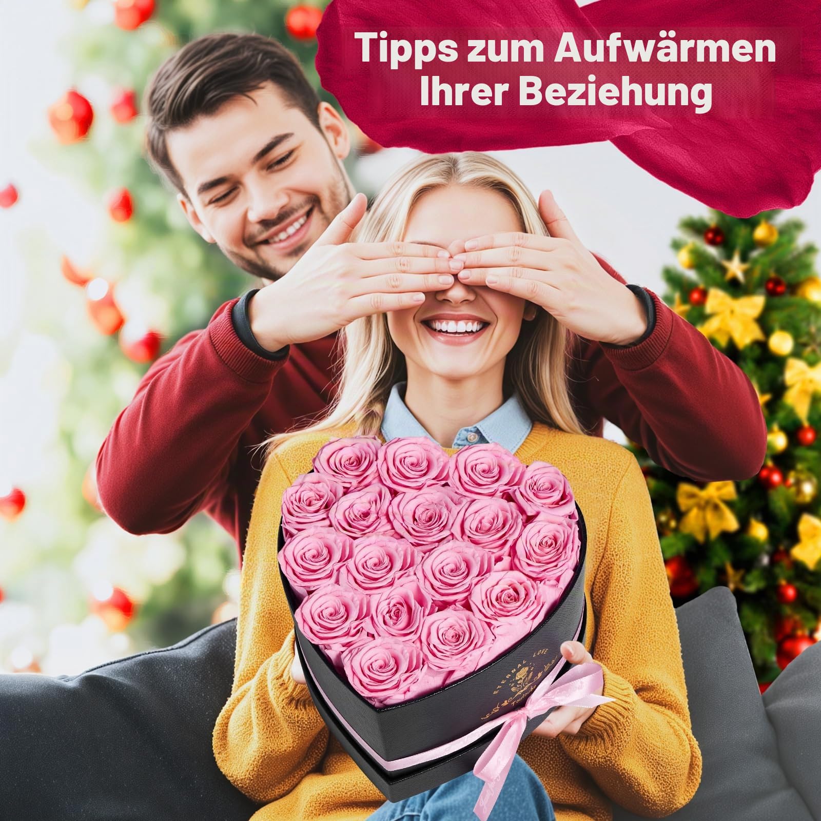 Touloube 17 Infinity Rosen Geschenk für Frauen, Ewige Rosa Rose Geschenke, Konservierte Rose in Herzbox für Mama Freundin zum Geburtstag Jahrestag Valentinstag Muttertag Hochzeitstag Rosenbox