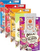 AuroraPet Natural YUMS Cat Treats Variety Pack: 5 Flavors (Salmon, Tuna, Chicken, Shrimp, Catnip) 2.1oz Each + Pet Wipes