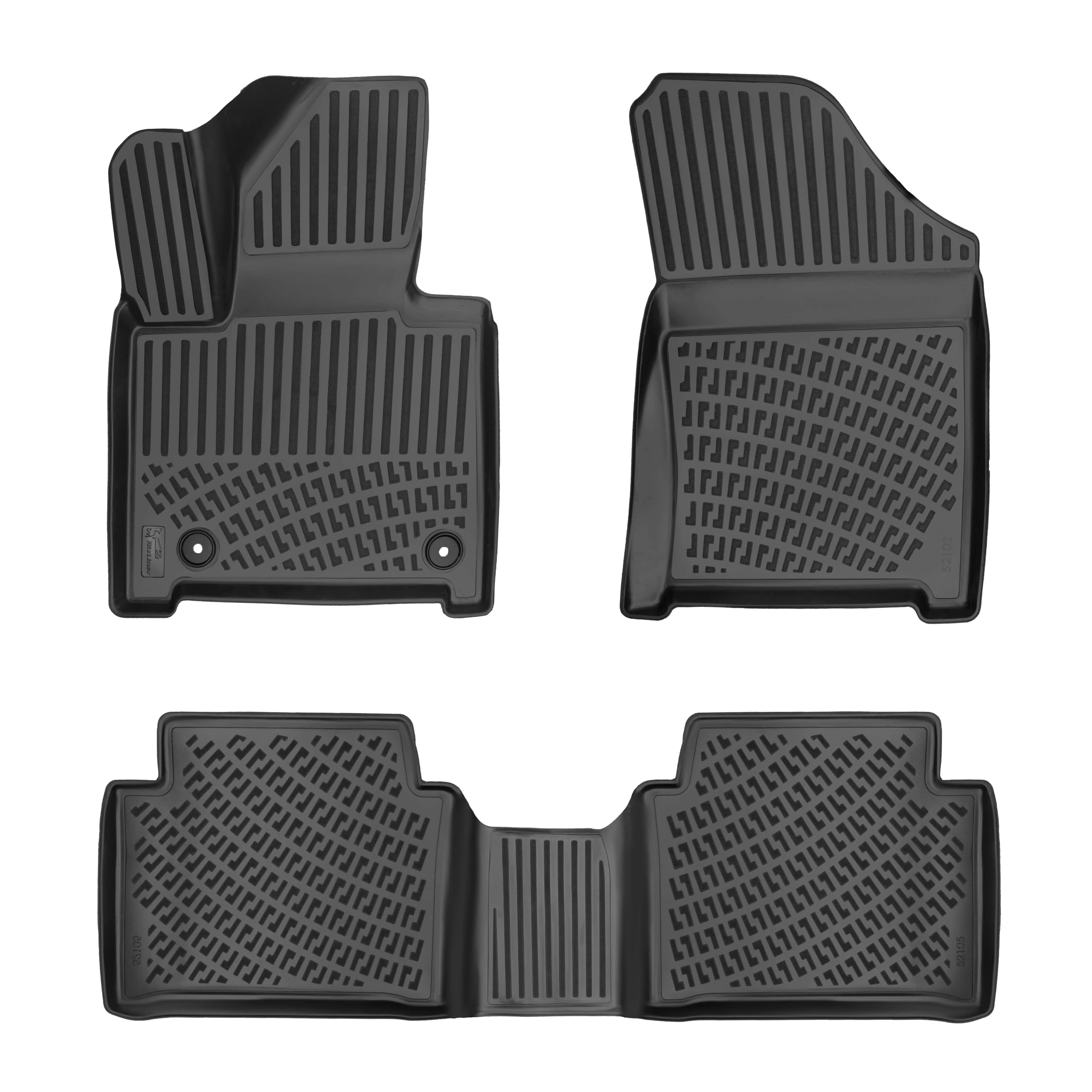 Toyota Corolla Cross 2022-2026 (No AWD Models) Floor Mats 3D Custom Fit Rubber Car Mats Laser Measured Floor Liners All Weather 1st & 2nd Row Heavy Duty Waterproof Odorless (Front & Rear)