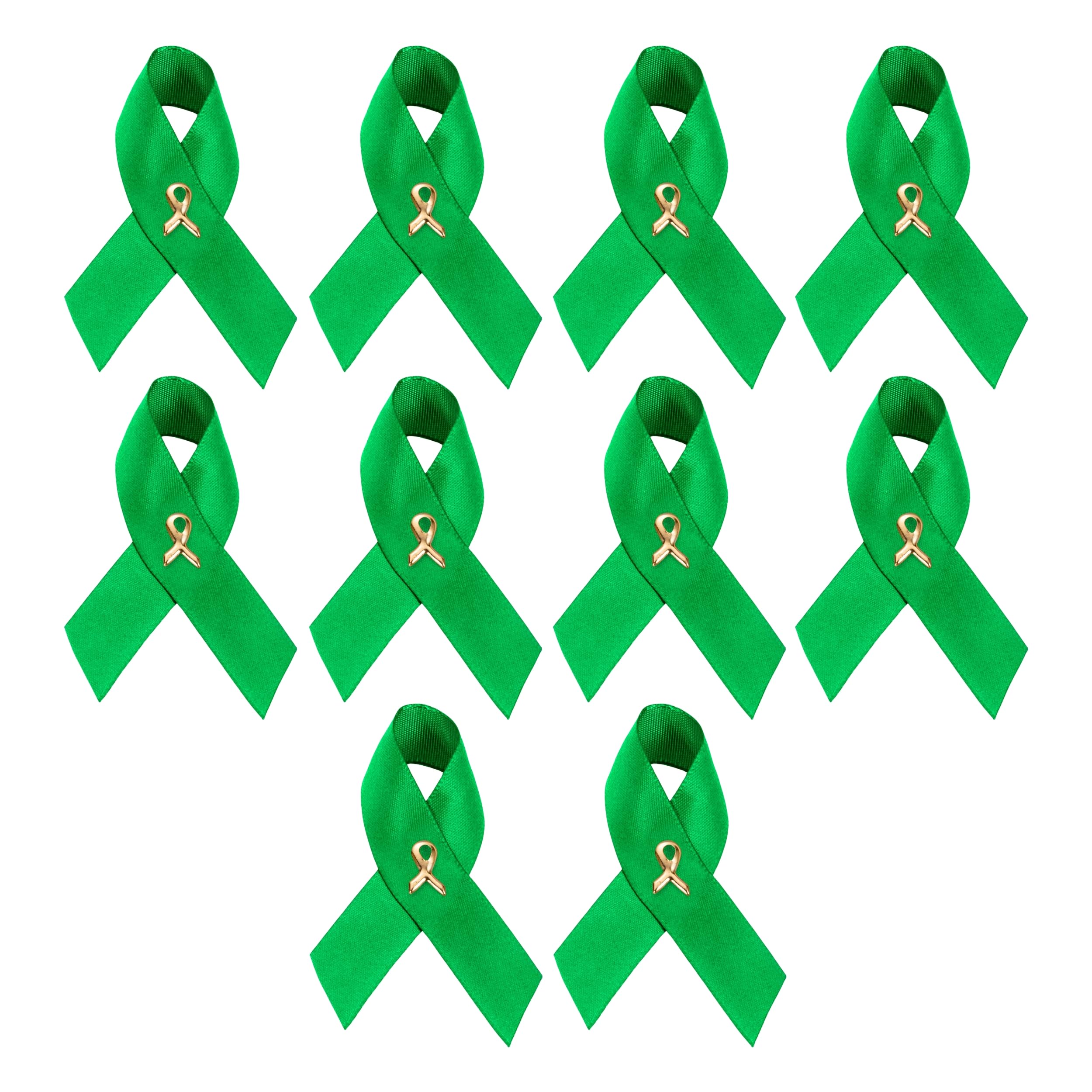 Green Ribbon Awareness Pins - Wholesale Pack Pins for Cerebral Palsy, Glaucoma, Mental Health, Bipolar Disorder, Organ Donation, Liver Cancer- Perfect for Gift-Giving and Fundraising