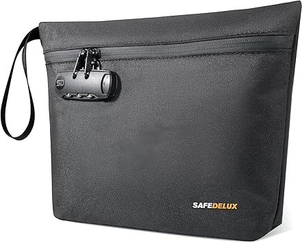 Smell Proof Bag, Odor Proof Bag with Combination Lock, Durable Smell Proof Container with Carbon Lining, Secure Odorless Travel Pouch for Home & On-the-Go Black