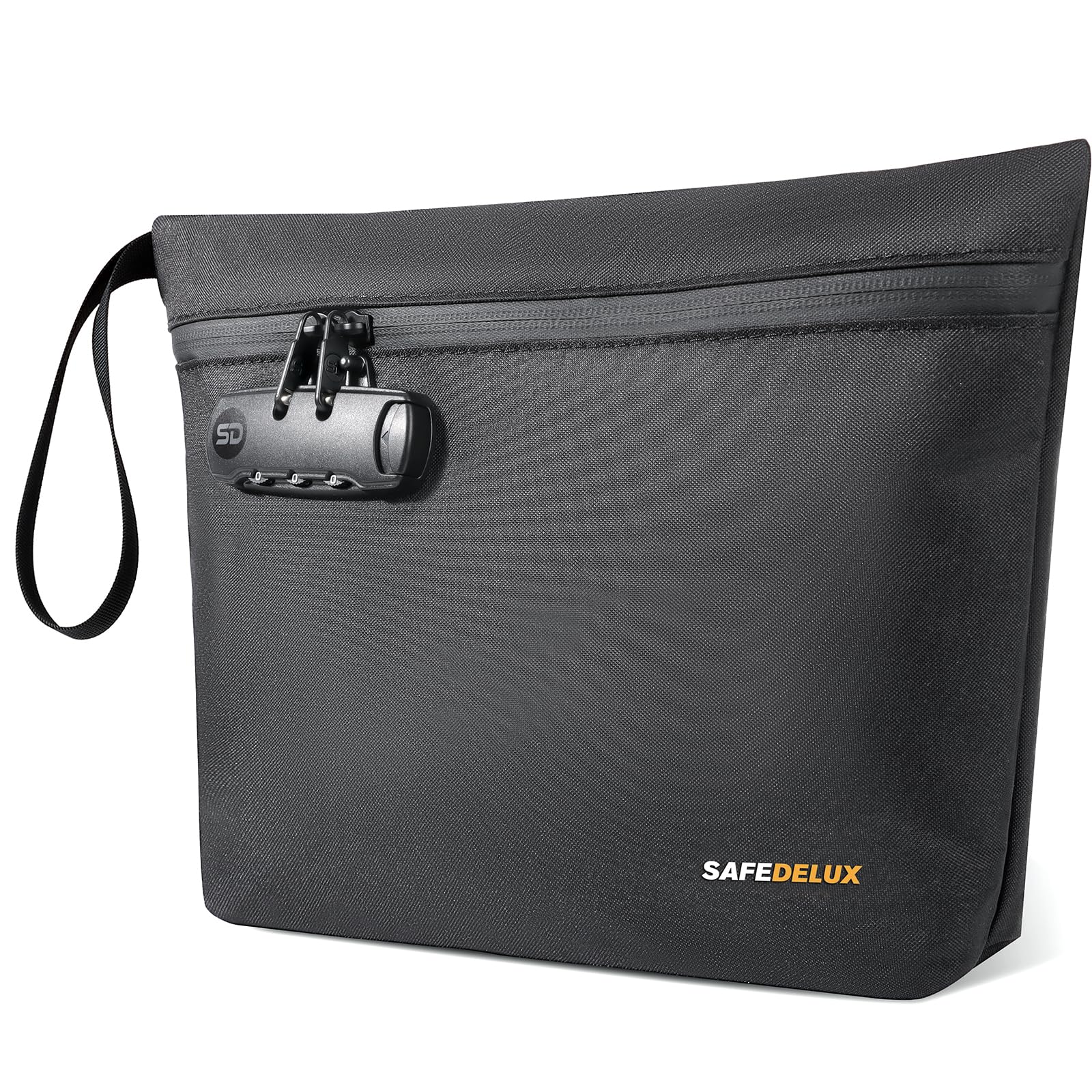 Smell Proof Bag with Combination Lock, Great Christmas Gifts for Friends 11.5'' x 8.6'' Odor Proof Container Smoking Tobacco Pipe Pouch, Odorless Durable Travel Organizer Cases (Black)