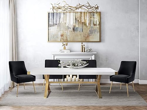 Miniatura 15 de TOV Furniture The Beatrix Collection - Silla auxiliar tapizada de terciopelo, estilo moderno, color azul marino marino,Negro