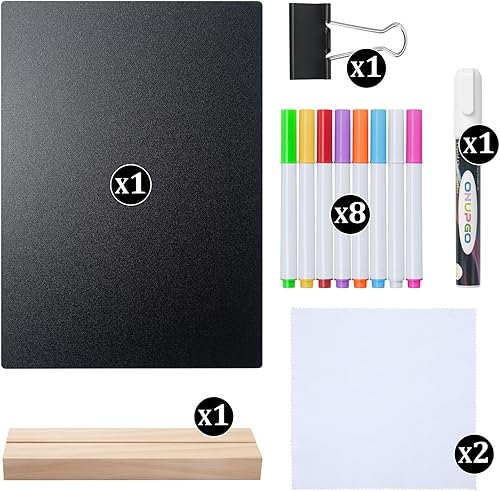 Miniatura 8 de ONUPGO Paquete de 2 letreros de pizarra de mesa con 8 rotuladores de colores, 8 x 12 pulgadas, letreros de pizarra de tiza para menú, letreros de