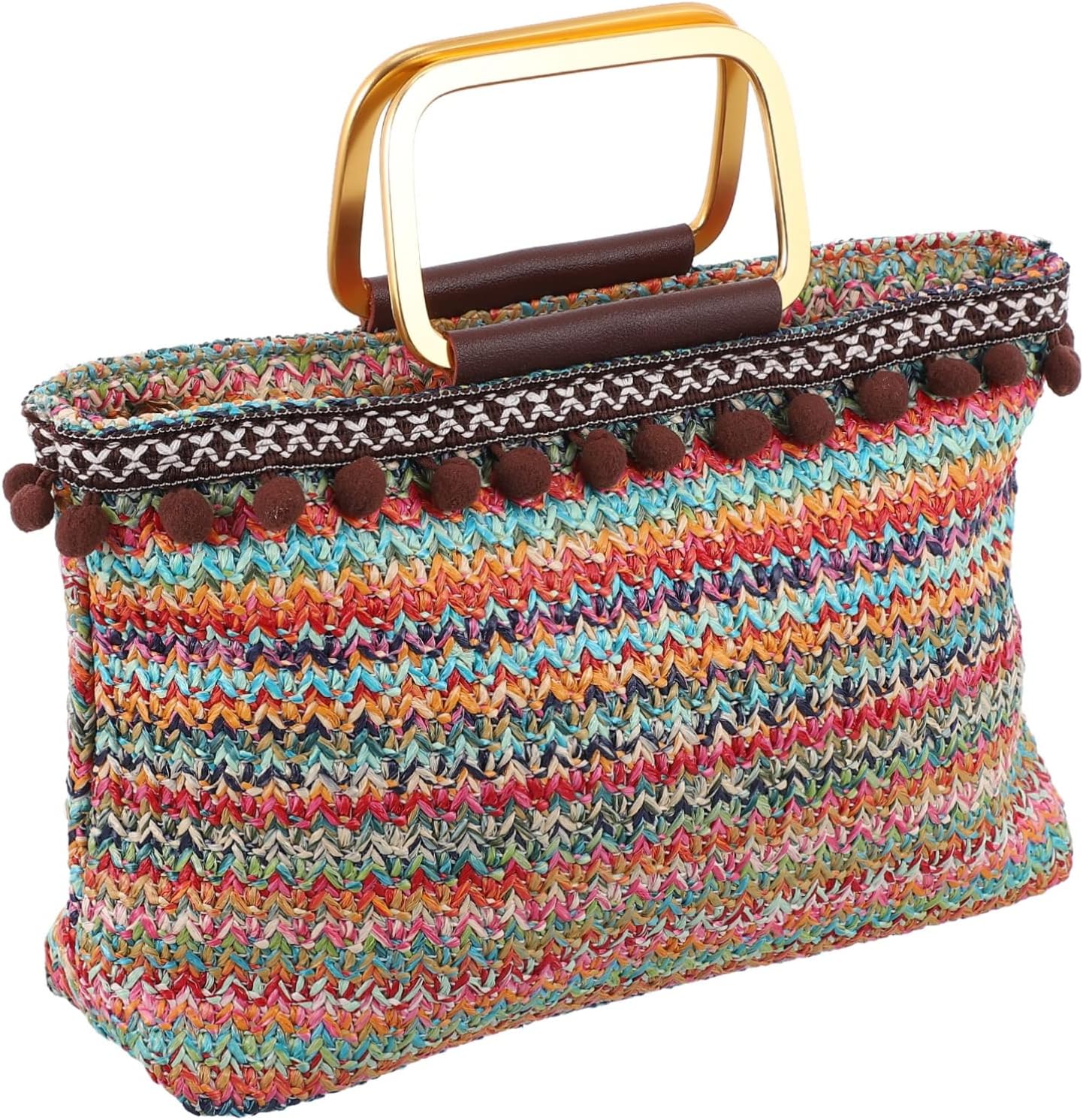 Holibanna Fashionable Large Capacity Straw Woven Bag for Beach Travel Daily Use Multipurpose Handbag with Stylish Design Durable Material present for Friends Family