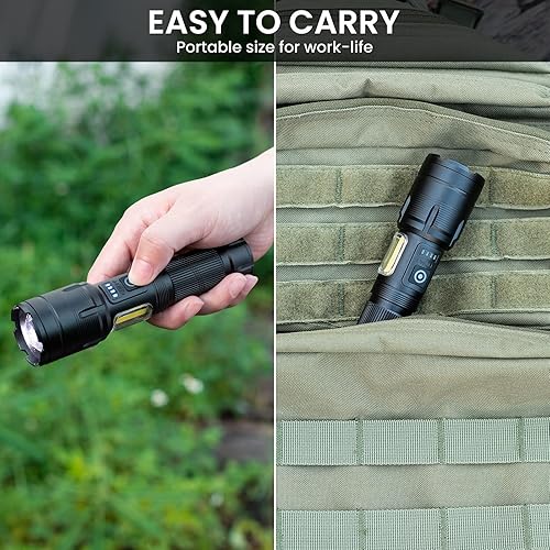 Miniatura 8 de Linterna recargable 99000 lúmenes altos, linterna LED súper brillante con 7 modos, resistente al agua y potente luz de flash para campamento, hogar,