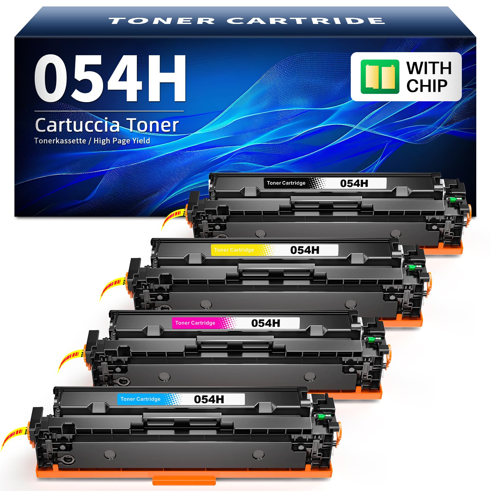 Halloya 54H 054 CRG-054H CRG-054 Compatibile per Canon 054H CRG-054 per MF645cx MF643cdw LBP623cdw LBP621cw LBP622Cdw MF644Cdw MF642Cdw MF640C LBP620 (Nero Ciano Magenta Giallo, 4-Pack)