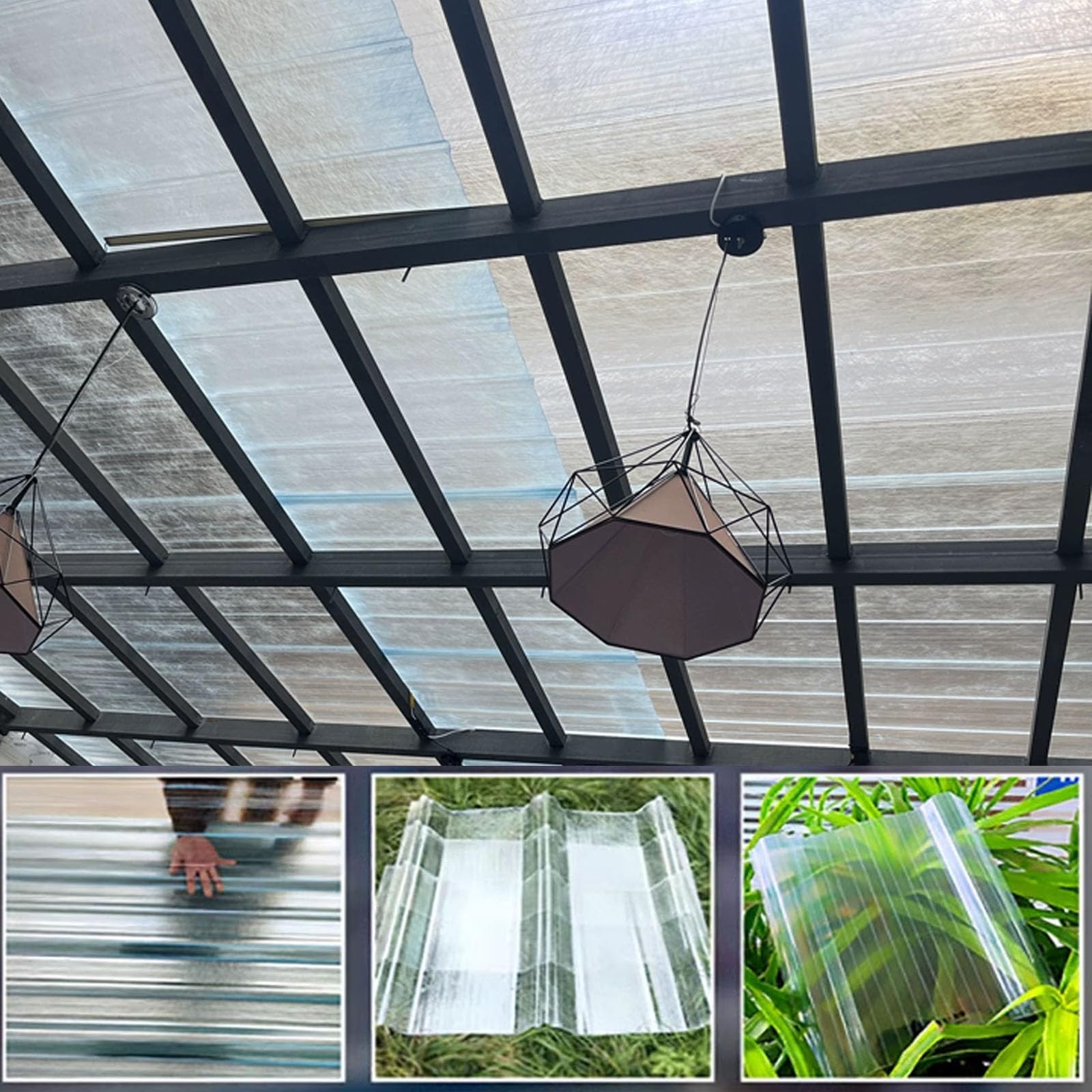 2.5mm Panel Para Tejado Transparente,Placa De Iluminación Natural De Fibra De Vidrio,Placa De Iluminación Natural FRP De Protección UV,Placa Ondulada FRP Para Exteriores (0.9×1.4m,1pcs)