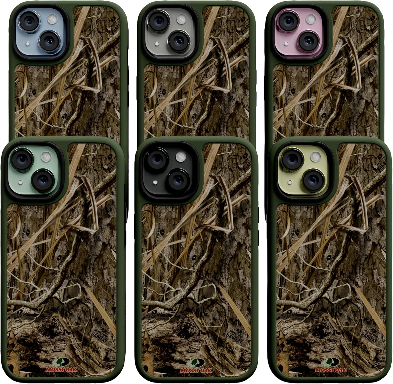 cellhelmet Fortitude Case for iPhone 15 | MagSafe Compatible | Dual Protection | Drop Test Certified | Shockproof Durable iPhone 15 Mossy Oak Case | Shadow Grass in Olive Green